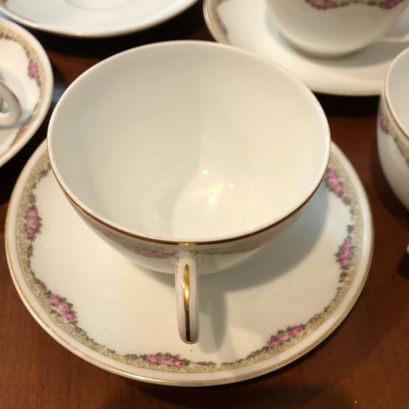 Fraureuth porcelain hand painted teacup & saucer - 8 pieces - Picture 3 of 4